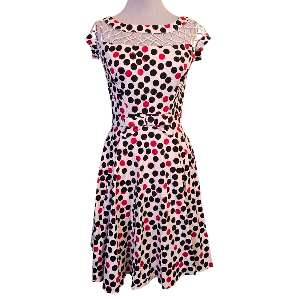 Tatyana Alika Polka Dot Fit Flare Dress XL Retro Rockabilly Pinup